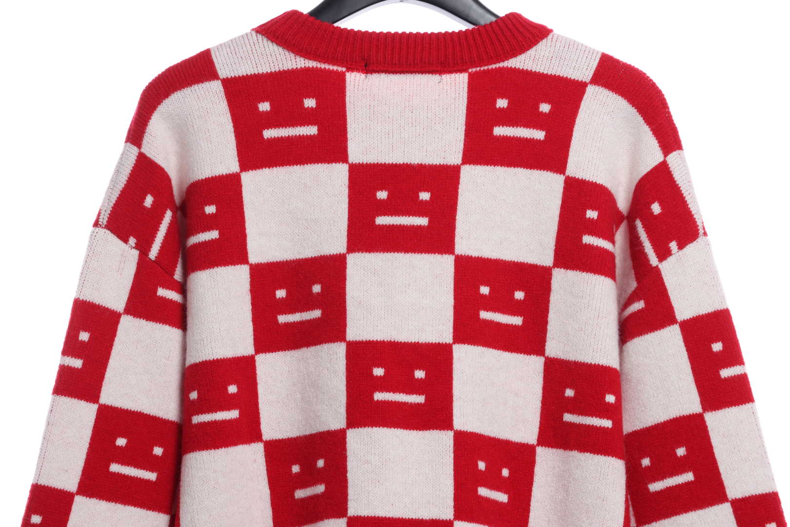 22S SACNE STUDIOS Checkerboard Square Smiley Crew Neck Sweater