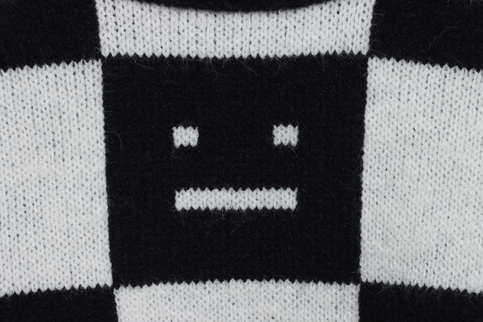 22S SACNE STUDIOS Checkerboard Square Smiley Crew Neck Sweater