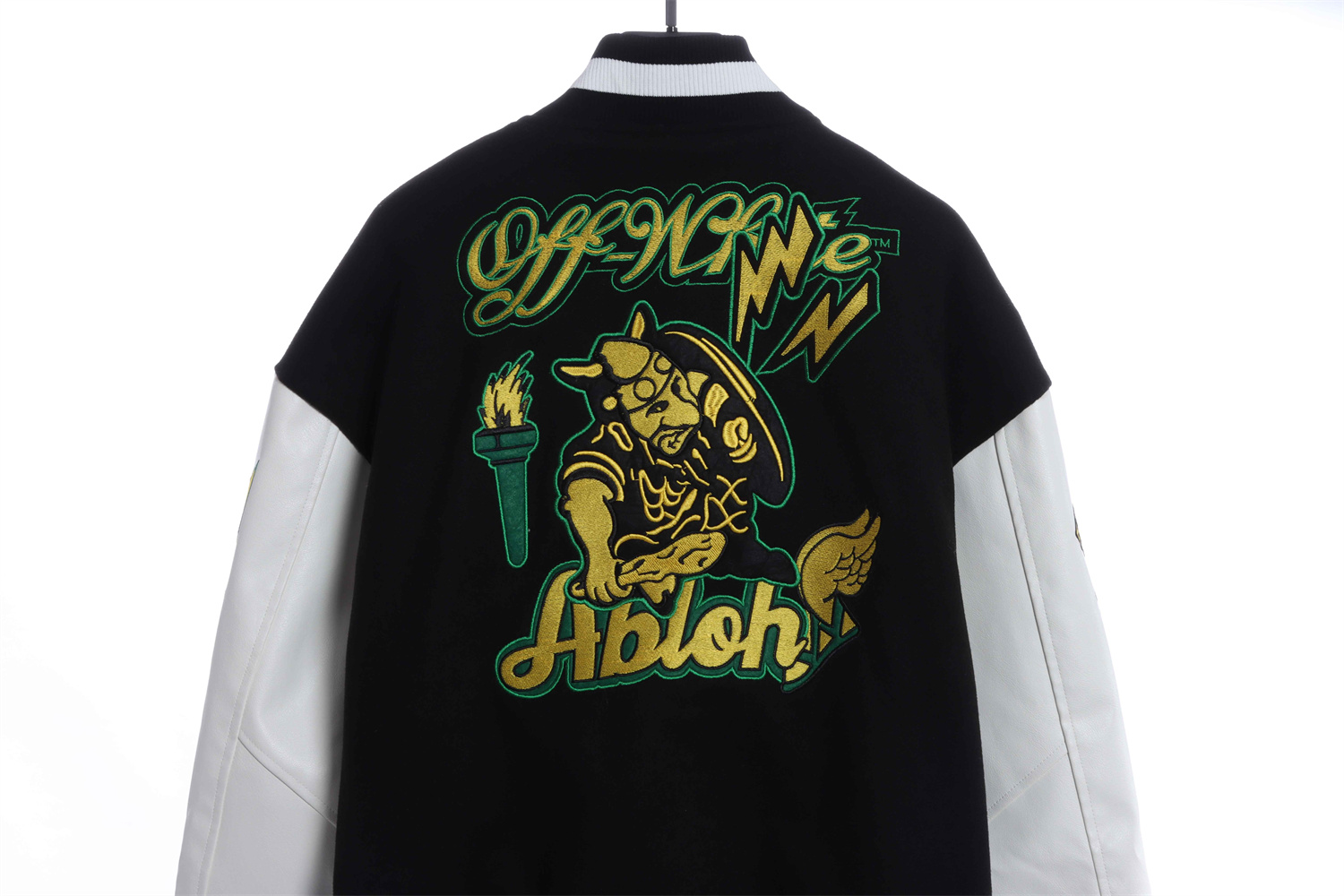 OW22FW multi-icon badge wool woolen stitching jacket thickened cotton baseball uniform jacket