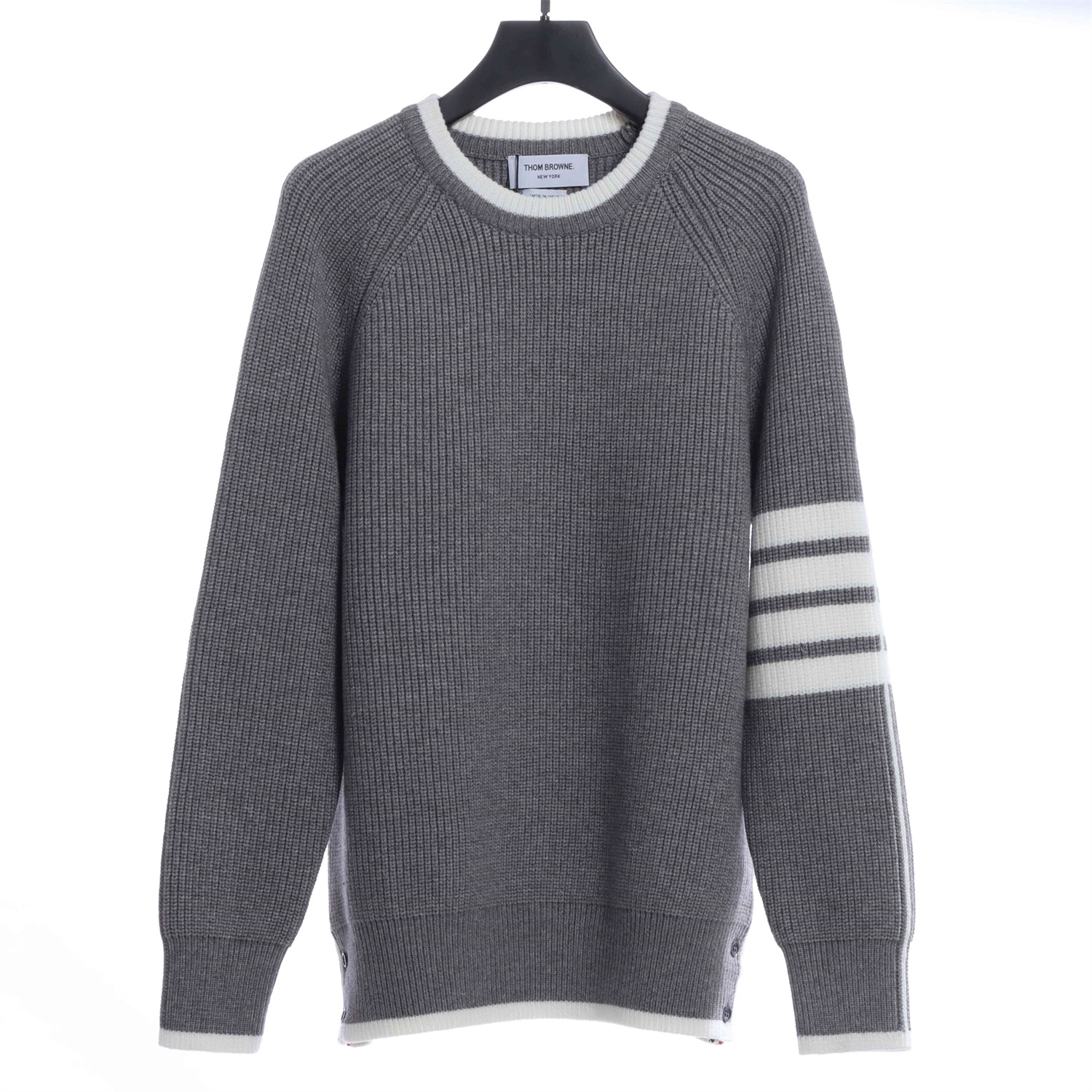 ThomBrowne New Season 22Ss Four-Stripe Pullover Long Sleeve Crewneck Sweater