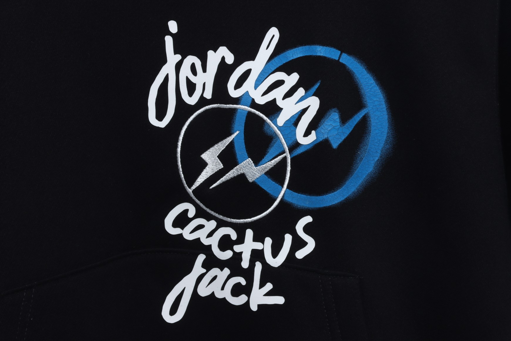 AJ x Travis ScottxFragment Design Triple Joint AJ Portrait Lightning ⚡️Logo Print Hoodie