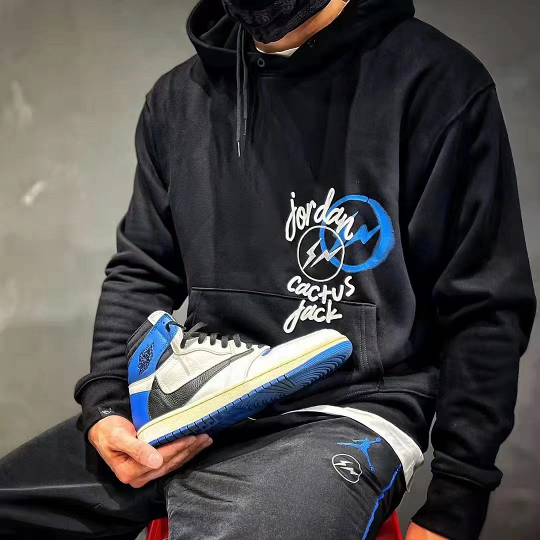 Jordan TS lightning tripartite joint portrait print hoodie