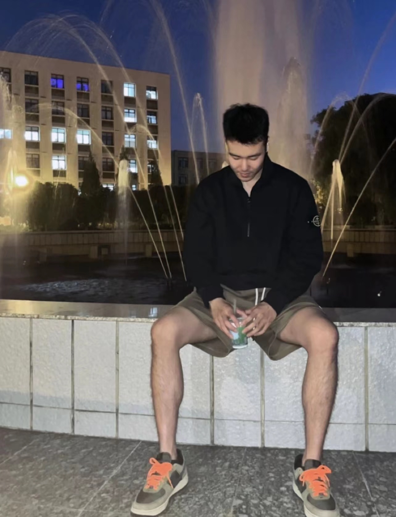 Stone Island Stand Collar Half Zip Long Sleeve Sweatshirt