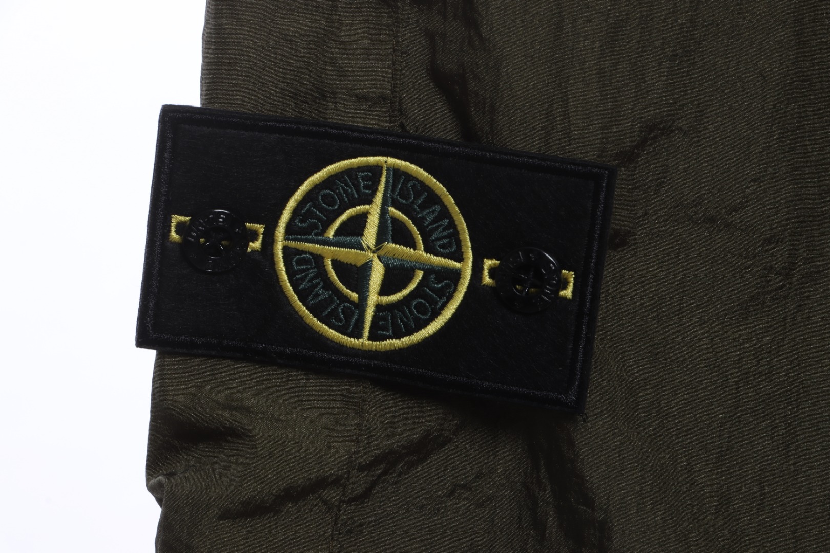Stone Island Side compass large embroidered shorts gray