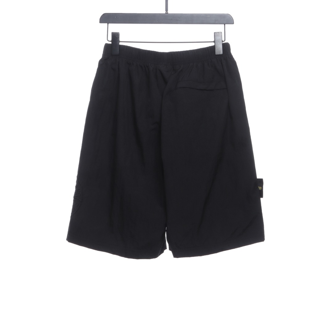 Stone Island Side compass large embroidered shorts gray