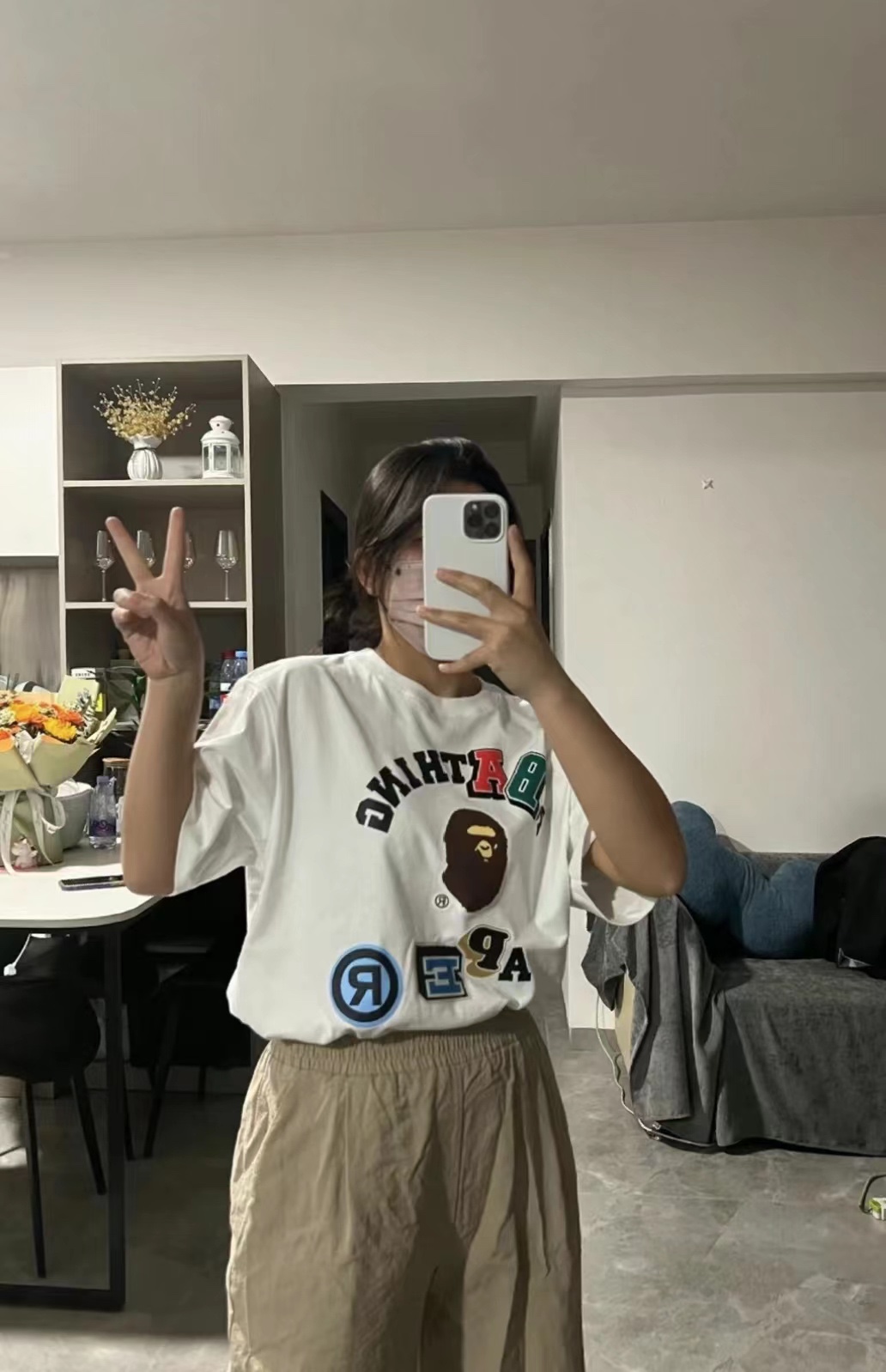 BAPE ape head logo colorful print short sleeves