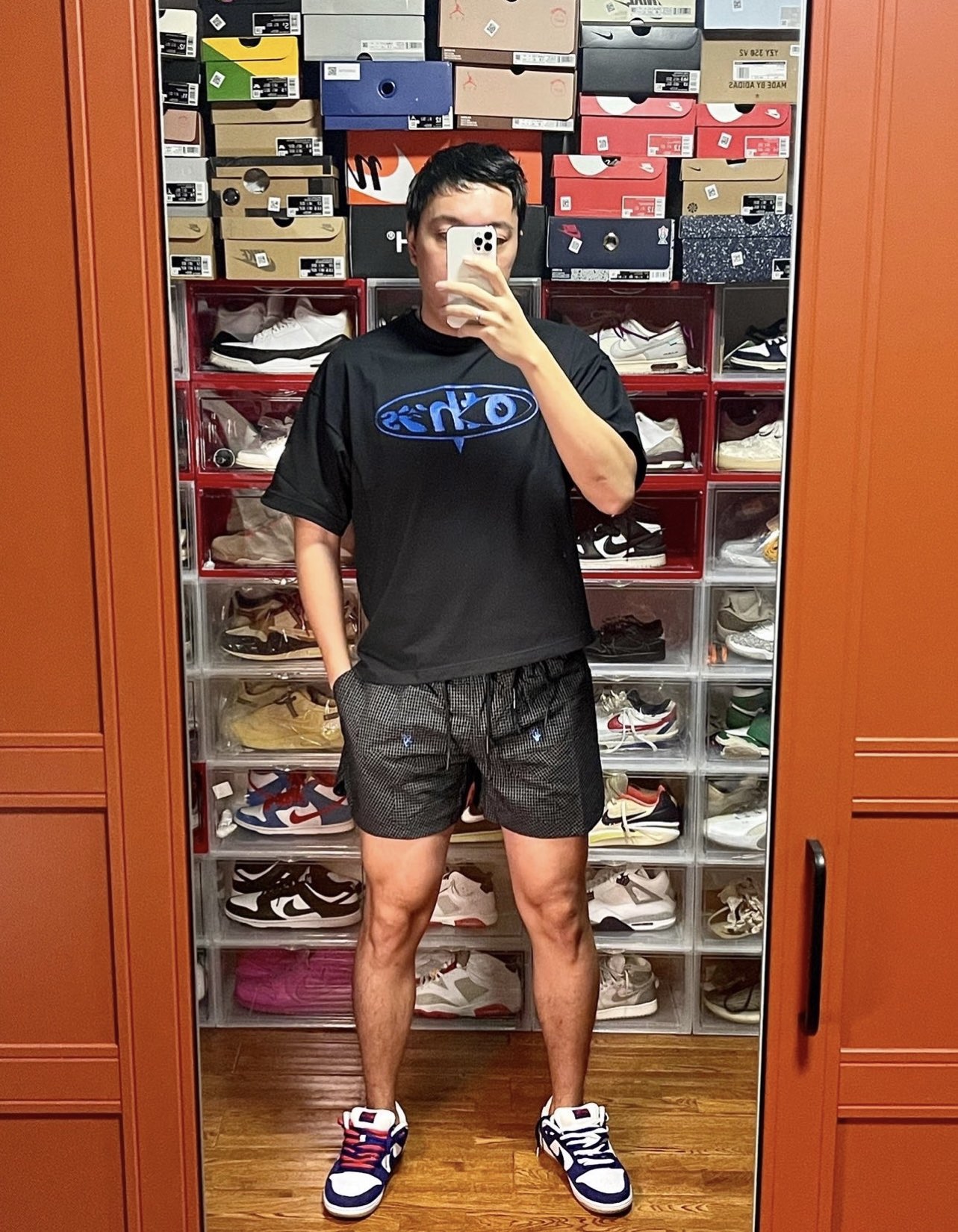 Nike co-OW asymmetrical hem letter printing short sleeves