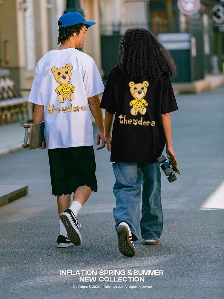 Drew cartoon fun bear printing short sleeves