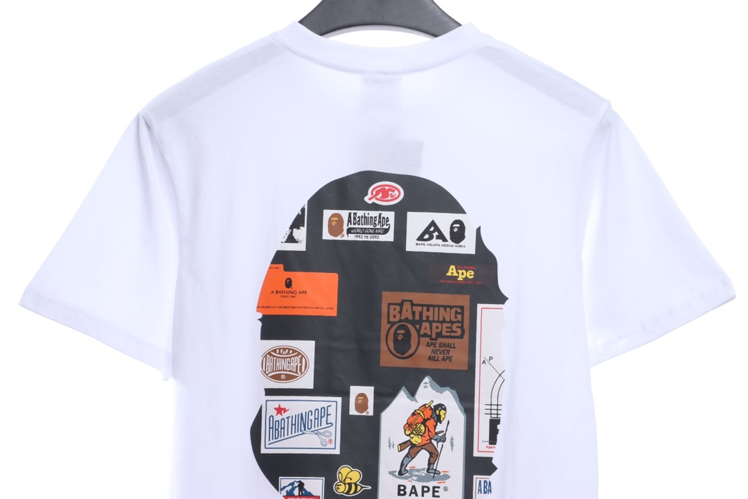 BAPE ape-man initials pattern label printing short sleeves