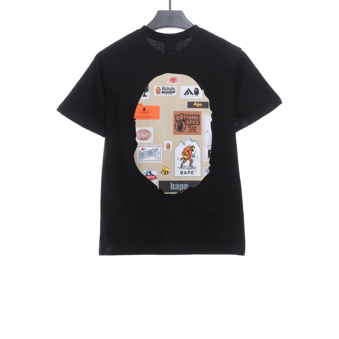 BAPE ape-man initials pattern label printing short sleeves