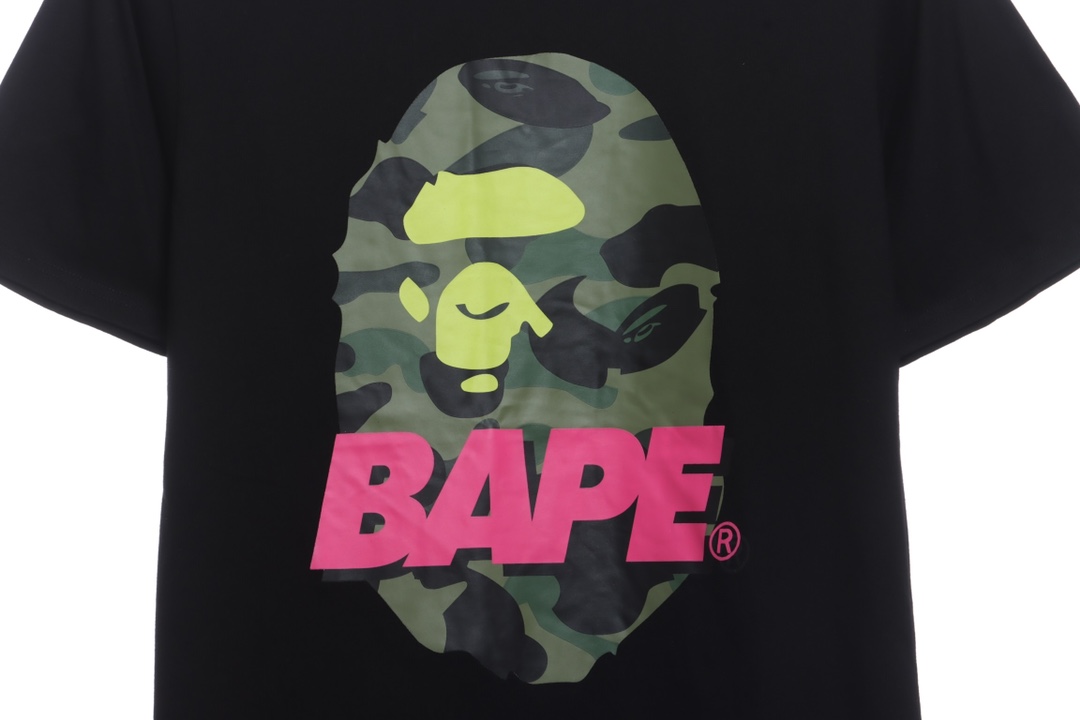 BAPE camouflage ape head pattern hit color letter printing short sleeves