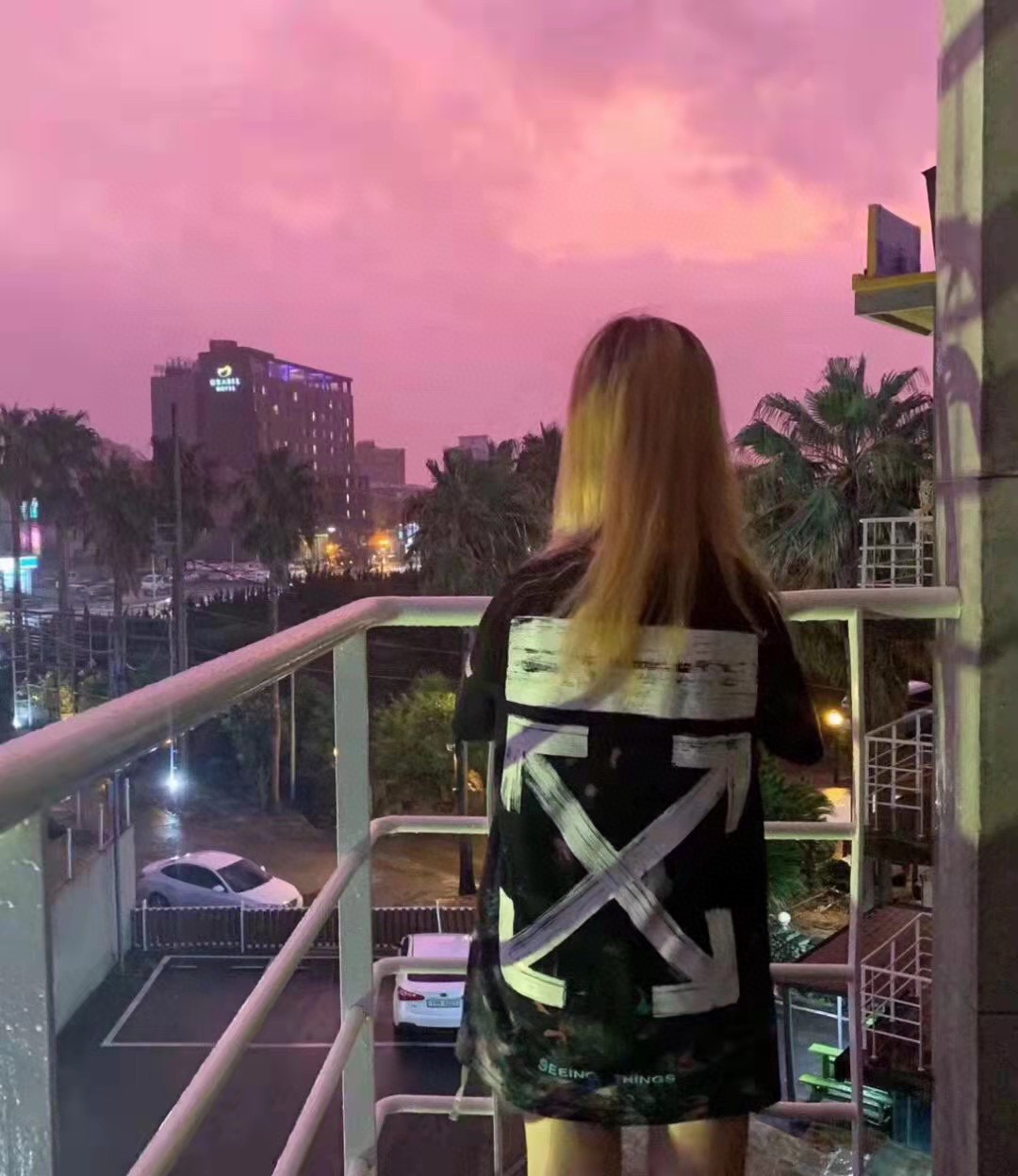 OW starry sky fireworks splash ink arrow short sleeves