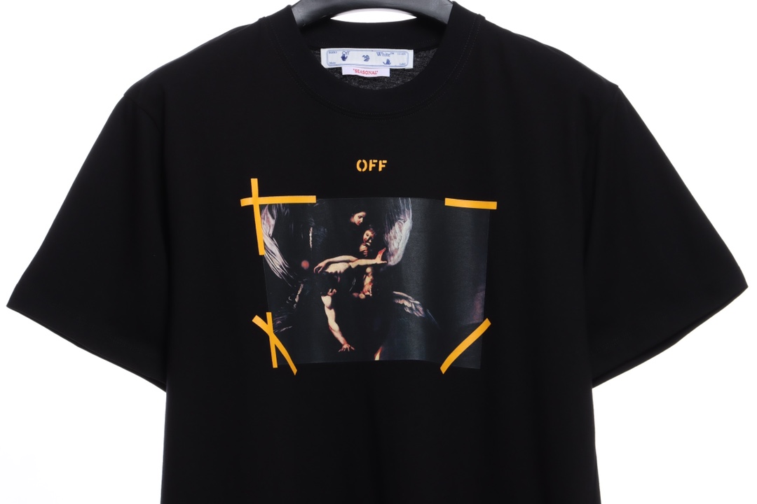 OW angel wings Notre Dame religious oil painting short sleeves