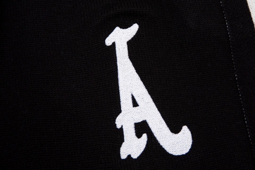 Letter A black and white striped knitted shorts