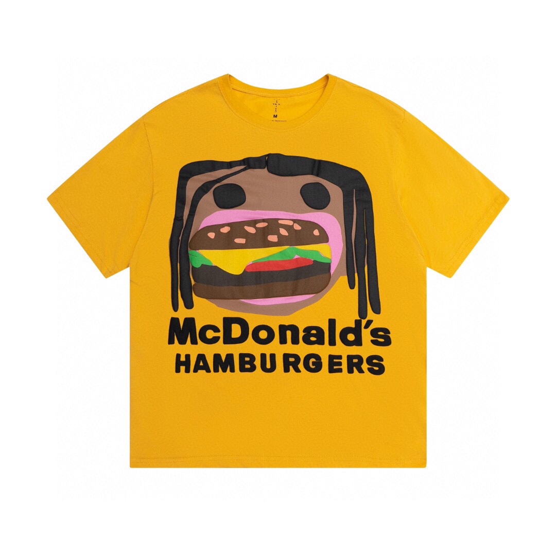 Travis Scott Foam hamburger mouth pattern short sleeves
