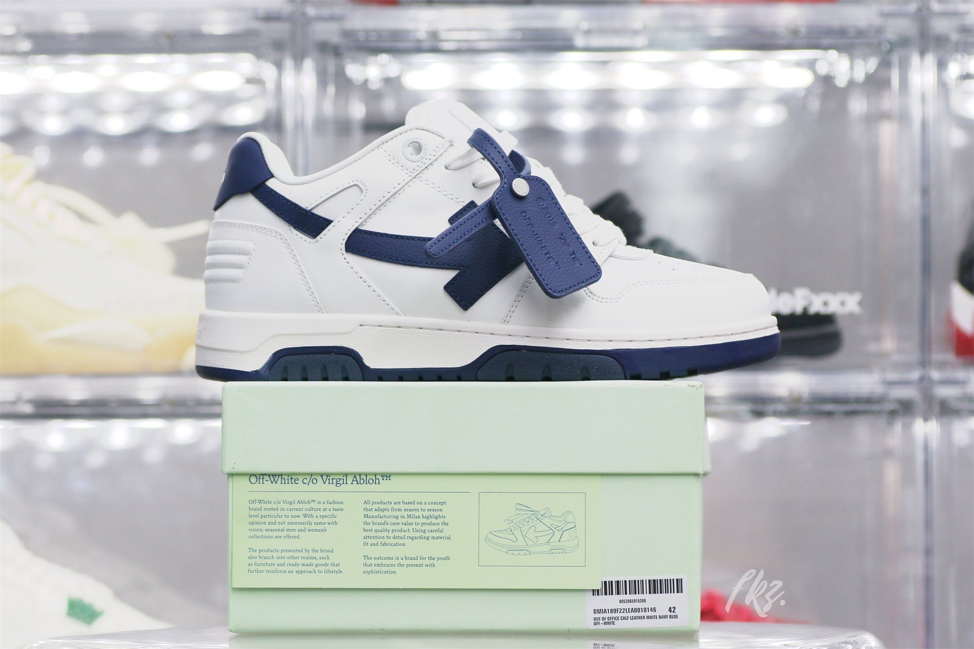 Off-White White Navy Blue Out Of Office Sneaker