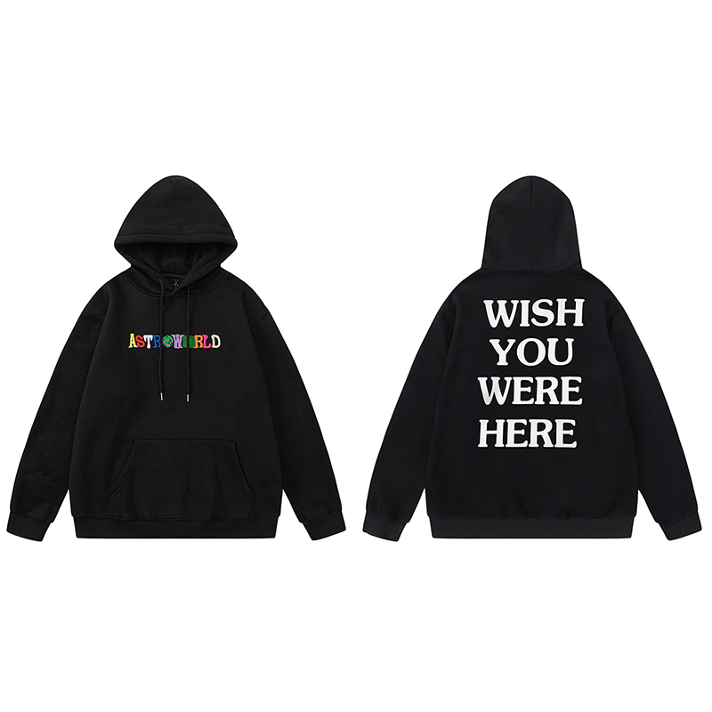 Travis Scott TS Rainbow Letter Embroidery Fleece Hoodie