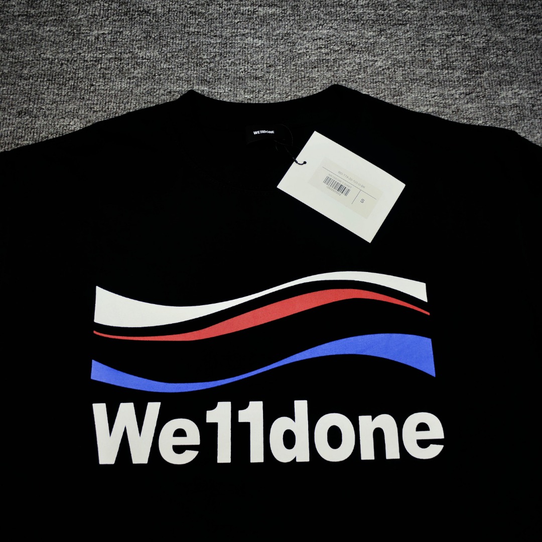 WE11D0NETRACK Sea wave with three stripes T-Shirt
