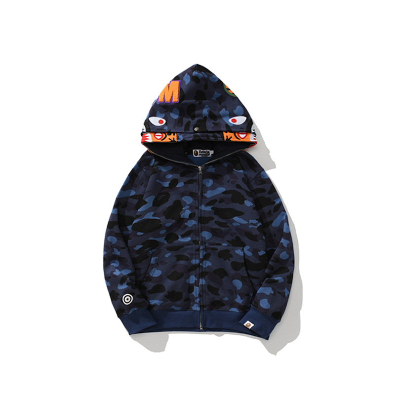 Bape Camo Tiger Shark Wide Full Zip Double Hoodie