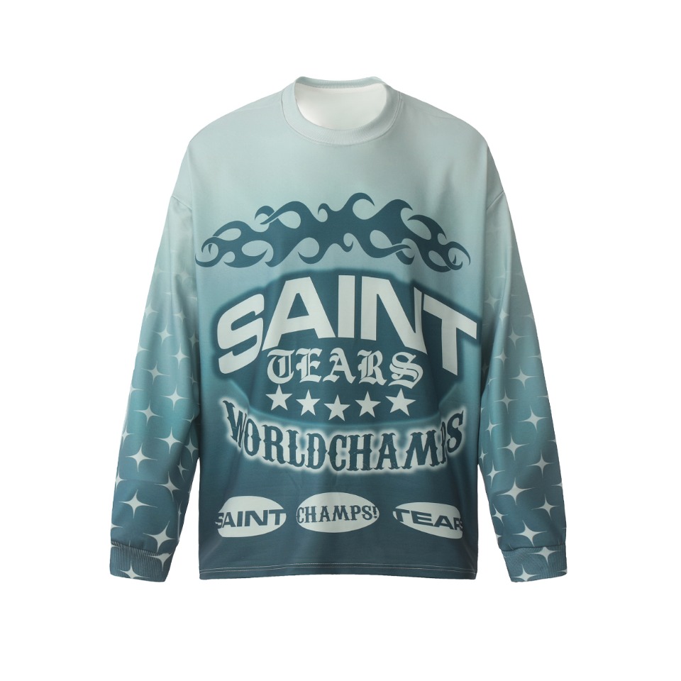 Saint Mich@el Tears Full Print 1988 Green Purple Long Sleeve