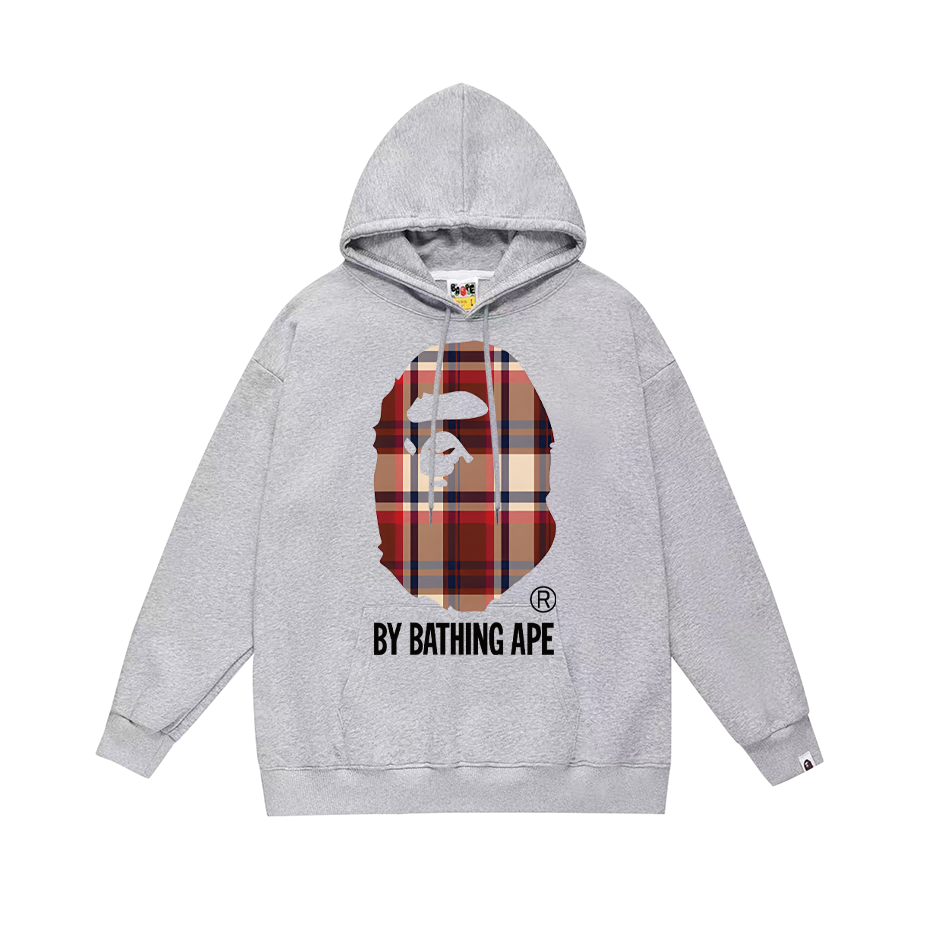 BAPE plaid Ape Head logo hoodie