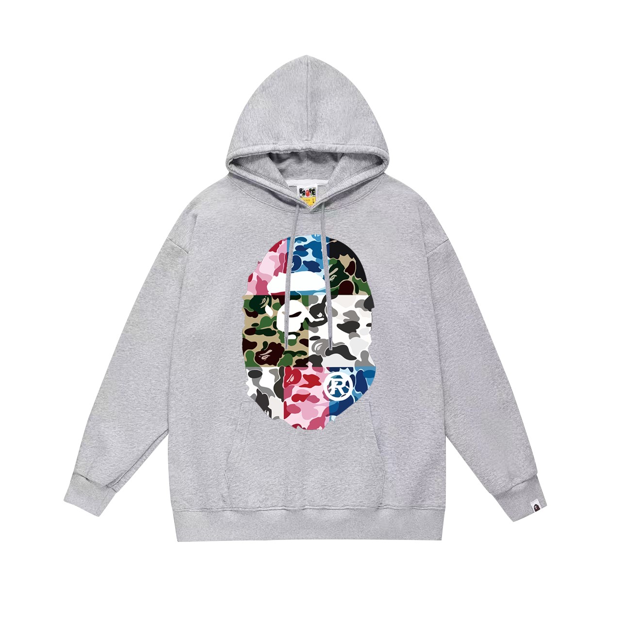 BAPE camo patchwork Ape Head print hoodie