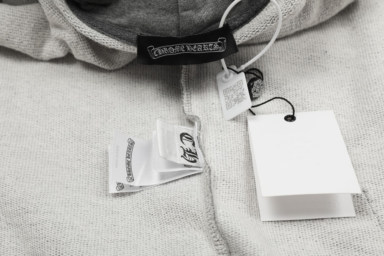 Ch*0me He**ts gray embroidered and printed heavy-duty zip-up hoodie