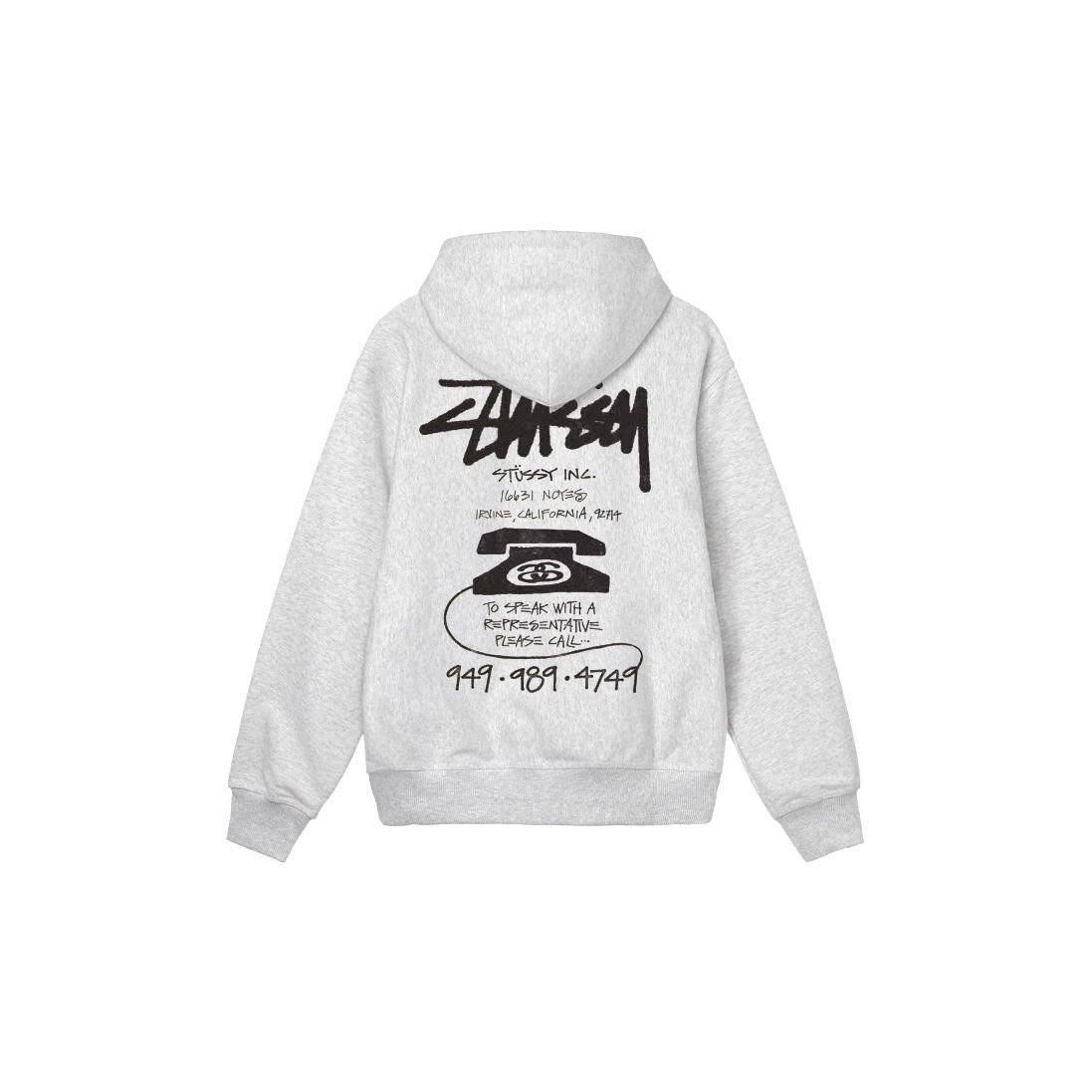 Stu$$y OLD PHONE TEE pigment dyed graphic print hoodie with vintage phone design