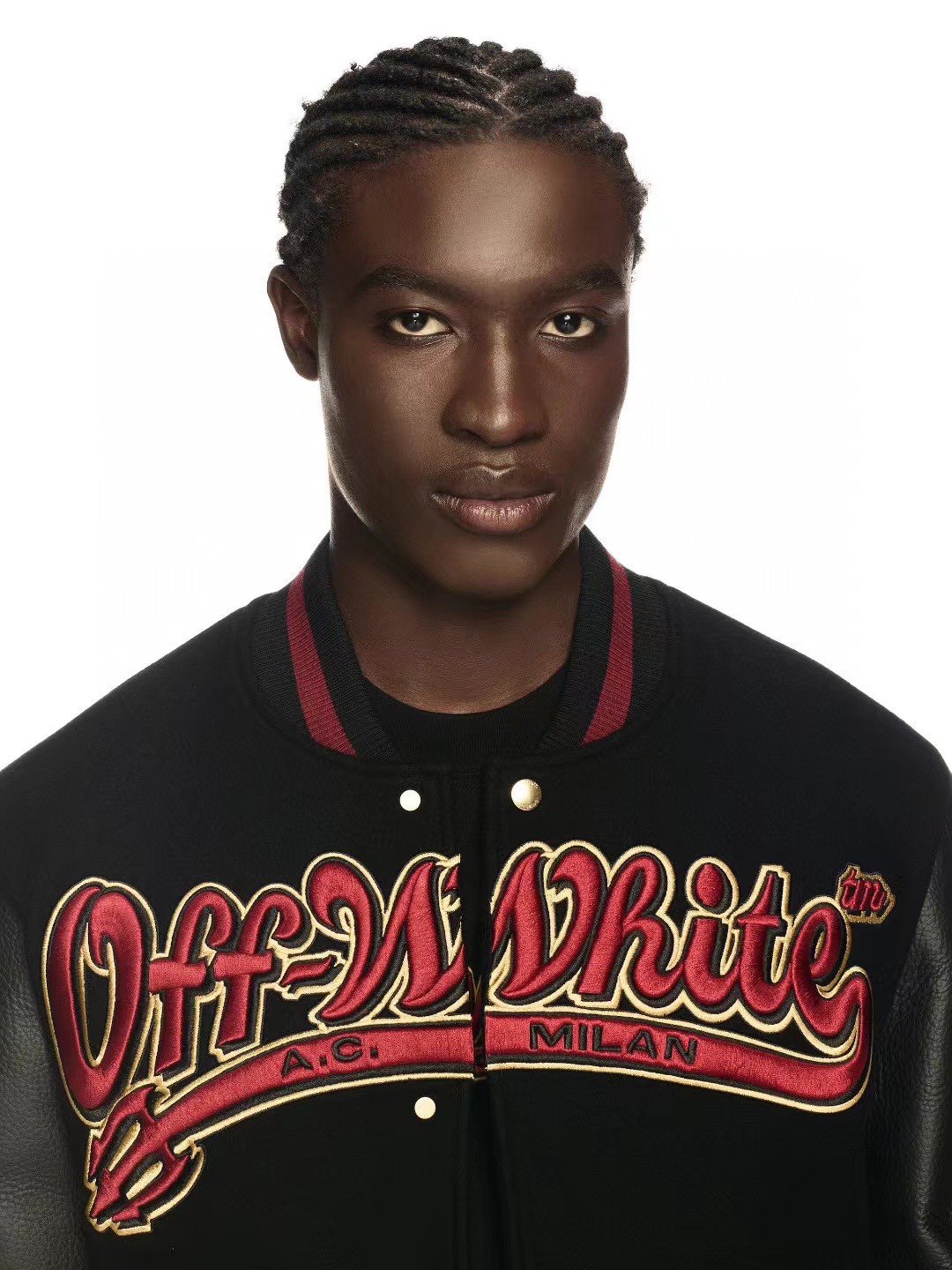 Off-White Embroidered Patchwork Leather Jacket