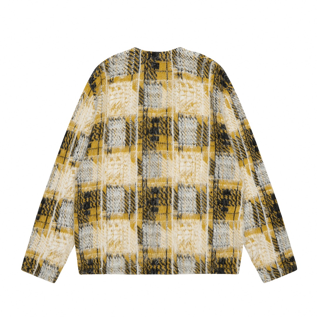 Stussy Hairy Plaid Cardigan Sweater