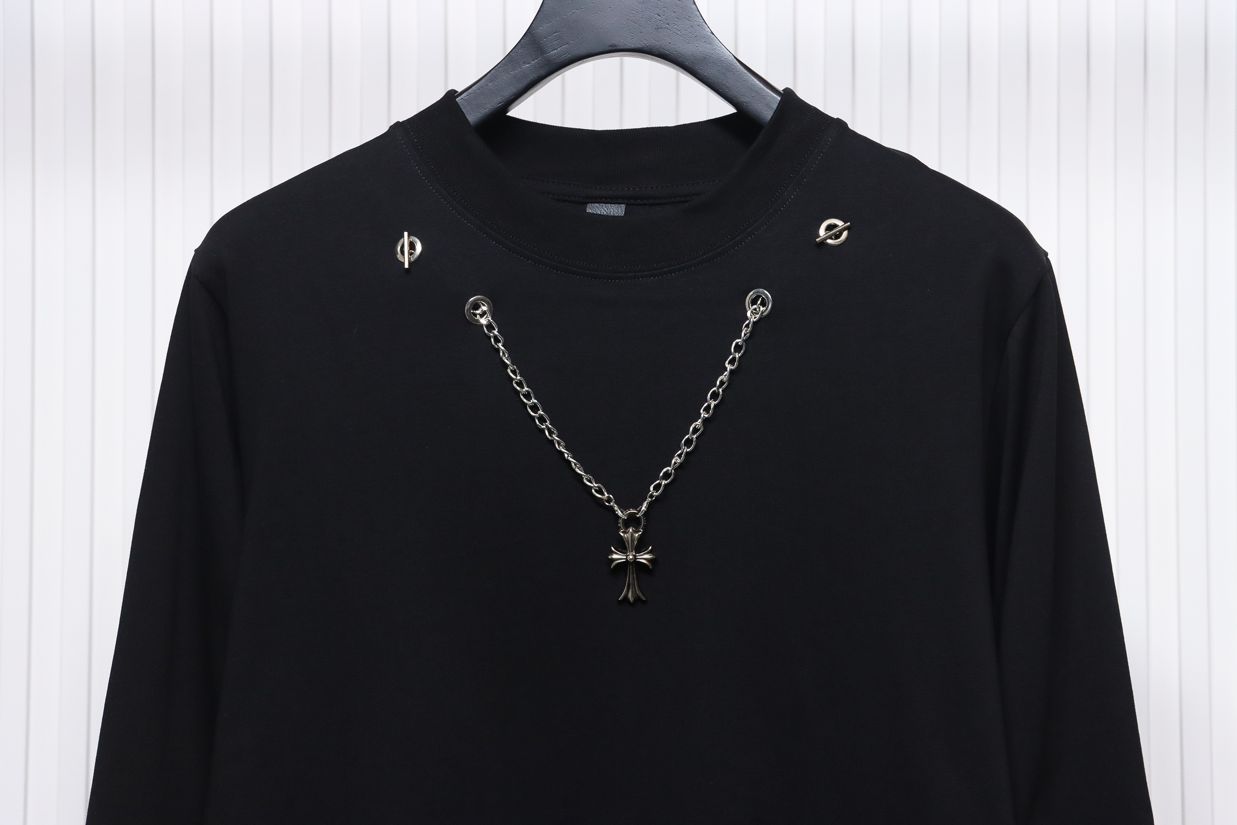 Chorme Heart Cross pendant Long Sleeve T-Shirt