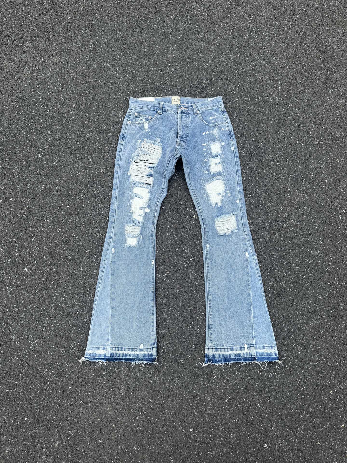 GALLERY.DEPT Distressed Patchwork Flared Jeans